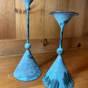 Rustic Turquoise Candle Holders